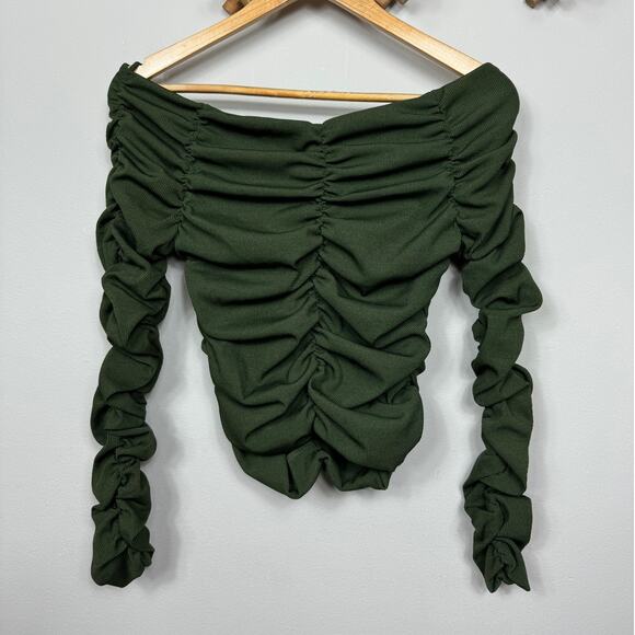 New Line & Dot Billie Off Shoulder Top in Olive Size S - Picture 3 of 8